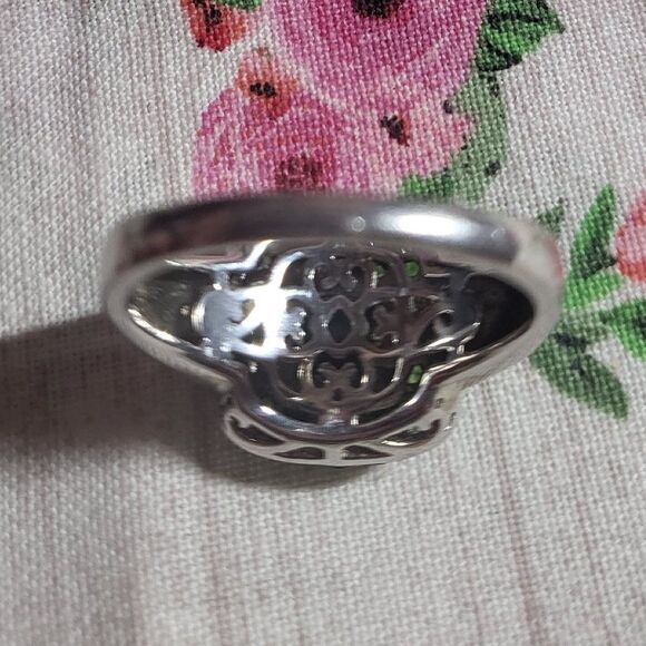 Chrome Diopside Sterling Silver Halo Cluster Ring - Picture 4 of 7